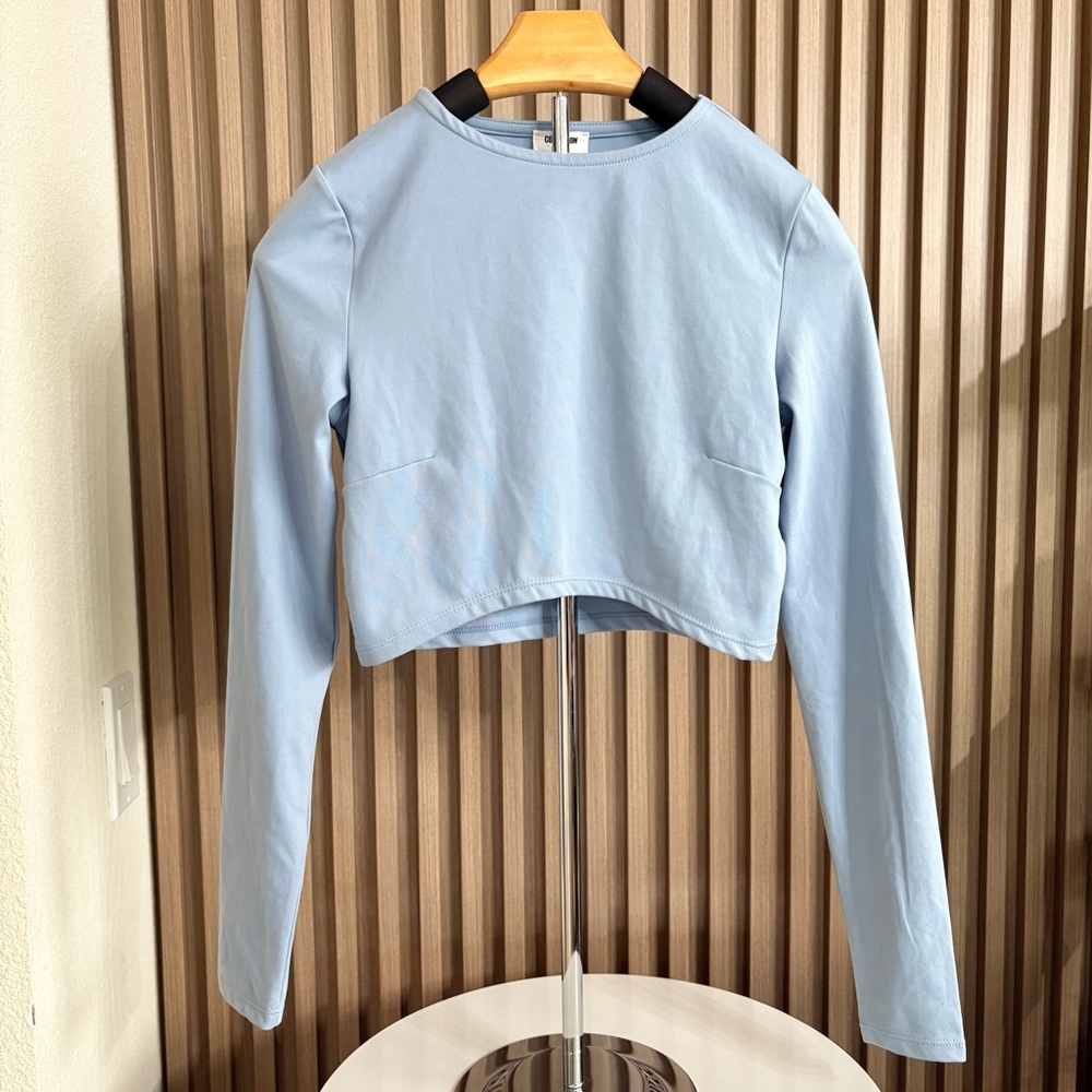 Cotton On Light Blue Cropped Long Sleeve Top – Size XS